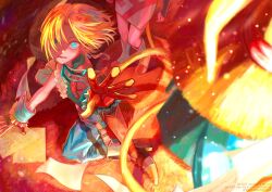  1girl 2boys absurdres aqua_ribbon aqua_vest blonde_hair blue_coat blue_eyes blue_pants blue_wrist_cuffs boots cat_tail coat crying earrings falling_paper final_fantasy final_fantasy_ix gloves grey_boots hat highres jewelry mikoto_(ff9) mochimochi_daifuku multiple_boys neck_ribbon open_mouth outstretched_hand pants ribbon tail tearing_up tears vest vivi_ornitier wide-eyed witch_hat wrist_cuffs zidane_tribal 