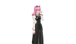  1boy black_dress black_ribbon breast_padding breasts closed_mouth crossdressing crossdressing_(mtf) dress fake_horns frilled_shirt frills hairband horn_hairband horns ishida_sui jack_jeanne long_hair male_focus neck_ribbon official_art pinafore_dress pink-framed_eyewear pink-tinted_eyewear pink_eyes pink_hair ribbon shirt simple_background sleeveless sleeveless_dress small_breasts smile solo tachi-e tinted_eyewear transparent_background trap ushiro_yuki white_shirt 