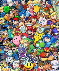 6+boys 6+girls ahoge angel animal_crossing ape armor bandana_waddle_dee baseball_bat baseball_cap bird bird_boy blonde_hair blue_hair blue_pikmin bowser bowser_jr. boxing_gloves captain_falcon character_request charizard check_character crossover diddy_kong dog dog_(duck_hunt) donkey_kong donkey_kong_(series) dr._mario dr._mario_(game) dragon duck duck_(duck_hunt) duck_hunt everyone f-zero facial_hair falco_lombardi father_and_child father_and_son fire_emblem fox_boy fox_mccloud frog ganondorf gorilla green_skirt greninja hat highres hime_lolita holding holding_shield ike_(fire_emblem) jigglypuff kid_icarus king_dedede kirby kirby_(series) koopa link little_mac lolita_fashion lucario lucas_(mother_3) lucina_(fire_emblem) luigi luma_(mario) male_robin_(fire_emblem) mario marth_(fire_emblem) matt_herms mega_man_(character) mega_man_(series) meta_knight metroid mewtwo mother_(series) mother_2 mother_3 multiple_boys multiple_crossover multiple_girls mustache ness_(mother_2) official_alternate_costume olimar pac-man pac-man_(game) palutena parent_and_child pikachu pikmin_(creature) pikmin_(series) pill pit_(kid_icarus) pokemon pokemon_(creature) princess princess_peach princess_zelda punch-out!! robot_boy rosalina samus_aran sheik shield skirt sonic_(series) sonic_the_hedgehog spacesuit star_fox super_mario_bros. super_smash_bros. the_legend_of_zelda toon_link villager_(animal_crossing) wario wii_fit wii_fit_trainer_(female) yoshi