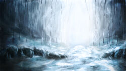  avnkoan bamboo bamboo_forest commentary english_commentary forest highres ice nature no_humans original snow tagme 