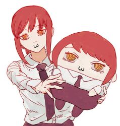 1girl chainsaw_man chibi long_hair makima_(chainsaw_man) smile solo throwing