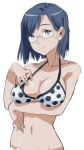  breasts glasses konori_mii polka_dot s.o_chin short_hair solo swimsuit to_aru_kagaku_no_railgun to_aru_majutsu_no_index 