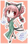  braid cat_ears cat_tail china_dress chinese_clothes kaenbyou_rin kugelschreiber multiple_tails red_eyes red_hair redhead short_hair solo tail touhou twin_braids twintails 