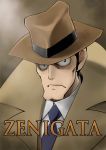  1boy black_hair hat lupin_iii necktie shirotsumekusa sideburns solo trench_coat zenigata_kouichi 