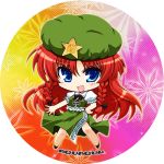  blue_eyes blush bow braid chibi china_dress chinese_clothes hong_meiling ikeda_jun_(aquaqua) open_mouth red_hair redhead solo touhou twin_braids 