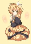  bad_id blonde_hair blush detached_sleeves iku2727 long_hair side_ponytail sitting skirt solo very_long_hair vocaloid yellow_eyes 