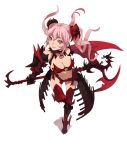  axe breasts cleavage greaves highres large_breasts long_hair navel original penguin_caee pink_eyes pink_hair simple_background smile solo twintails weapon 