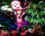  arms_behind_head arms_up braid brown_hair closed_eyes forest ghost madotsuki musical_note nature skirt smile socks solo sweater tree twin_braids yume_nikki 
