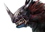  armor digimon horns metalgreymon no_humans simple_background solo teeth 