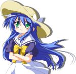  crossed_arms green_eyes hat izumi_kanata long_hair lucky_star pout rindou_(awoshakushi) sailor_dress solo 