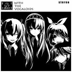  beatles brother_and_sister cover formal gan_(shanimuni) hair_ornament hair_ribbon hairband hairclip hatsune_miku headphones kagamine_len kagamine_rin long_hair megurine_luka monochrome necktie pant_suit parody ribbon siblings smile suit twins twintails vocaloid wink with_the_beatles 