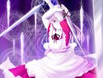  aw bad_id blade blonde_hair hexagram maid solo sword touhou touhou_(pc-98) weapon yumeko 
