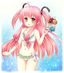 1girl bad_id bikini cup drink highres kouta. long_hair mug pink_eyes pink_hair small_breasts solo swimsuit twintails yui_(angel_beats!)