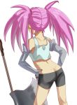  axe gloves hand_on_hip pink_hair presea_combatir remcherub solo tales_of_(series) tales_of_symphonia tank_top twintails weapon white_background 