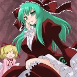  cosplay hair_ribbon hina_ichigo hina_ichigo_(cosplay) huge_breasts kagiyama_hina kagiyama_hina_(cosplay) medicine_melancholy oro_(zetsubou_girl) ribbon rozen_maiden saliva stare suigintou suigintou_(cosplay) touhou 