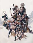  armor artist_request axe blonde_hair boots bow braid brown_eyes brown_hair cat_ears cat_tail dark_skin elbow_gloves elezen elf final_fantasy final_fantasy_xiv gloves green_skin grey_skin hair_ribbon hat highres hyur lalafell long_hair miqo&#039;te miqo'te official_art pointy_ears polearm ponytail ribbon roegadyn scarf short_hair sitting smile staff sword tail thigh-highs thigh_boots thighhighs twin_braids weapon white_hair witch_hat wizard_hat yoshida_akihiko 