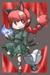 braid cat_ears cat_tail kaenbyou_rin kugelschreiber multiple_tails red_eyes red_hair redhead short_hair single_braid tail touhou zombie_fairy 