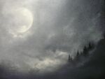  clouds cloudy_sky dark full_moon mitzoka2001 moon mountain night night_sky no_humans original pine_tree shadow sky tree 