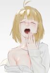  1girl arcueid_brunestud blonde_hair leodot simple_background solo sweater tsukihime white_background 