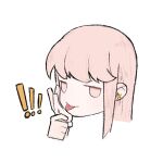  ! !! 2girls asahina_yuni chinese_commentary commentary_request haoxiangkan_nutong head_only highres holding_another&#039;s_wrist jitome kyou_wa_kanojo_ga_inai_kara licking_another&#039;s_hand long_hair looking_at_viewer multiple_girls pink_eyes pink_hair simple_background solo_focus spoken_exclamation_mark sweatdrop taki_fuuko tongue tongue_out white_background yuri 