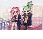  +++ 1boy 1girl agent_3_(splatoon) agent_8_(splatoon) blazer blue_jacket blue_pants blue_skirt blush can closed_eyes closed_mouth collared_shirt commentary drink_can eating fang film_grain food green_eyes hair_ornament hair_tie hairclip headphones headphones_around_neck holding holding_can holding_food inkling inkling_boy inkling_player_character jacket long_hair long_sleeves looking_at_another necktie octoling octoling_girl octoling_player_character open_clothes open_jacket open_mouth pants pink_necktie pleated_skirt pointy_ears ponytail pout puff_of_air redhead sandwich school_uniform shirt short_hair sitting skirt socks splatoon_(series) suction_cups sweater_vest tentacle_hair thenintlichen96 thick_eyebrows white_shirt white_socks yellow_eyes yellow_sweater_vest 