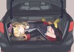  1girl absurdres armband black_headwear black_jacket blonde_hair blue_archive boots closed_eyes halo highres ibuki_(blue_archive) jacket long_hair red_armband sleeping solo thighs yellow_footwear 