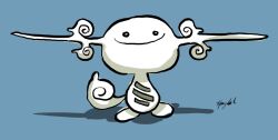  artist_name blue_background harry_gold no_humans pokemon pokemon_(creature) pun shadow signature sketch smile solo the_legend_of_zelda the_legend_of_zelda:_the_wind_waker wind_waker_(object) wooper 