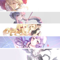  6+girls black_hair blonde_hair bow braid closed_eyes closed_mouth commentary_request cranberry_(mahoiku) elf filuru grey_hair hair_ornament hardgore_alice long_hair magical_girl mahou_shoujo_ikusei_keikaku mahou_shoujo_ikusei_keikaku_jokers mahou_shoujo_ikusei_keikaku_restart mahou_shoujo_ikusei_keikaku_unmarked multiple_girls nokko-chan pfle pink_bow pointy_ears praying purple_bow purple_hair red_bow red_eyes shadowgale smile tears violet_eyes x_hair_ornament yellow_eyes yunare yuri 