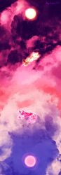  1boy 1girl absurdres animal_ears blaze_the_cat burning_blaze cat_ears cat_girl commentary english_commentary flying furry furry_male gradient_sky hedgehog_boy highres kaitheguy123 looking_at_another purple_sky red_sky sky sleeping sonic_(series) sonic_the_hedgehog star_(sky) starry_sky sun super_sonic 