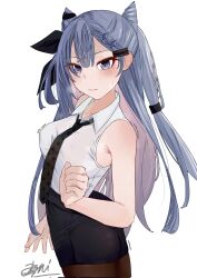  1girl desagi embarrassed highres hololive hololive_indonesia long_hair looking_at_viewer office office_lady vestia_zeta vestia_zeta_(businesswoman) virtual_youtuber 