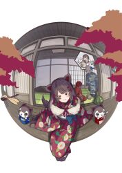  >_< 3girls :3 ange_katrina ange_katrina_(new_year) animal_ears architecture banken_(inui_toko) blue_hair blue_kimono blush brown_hair brown_slippers brown_tail bug closed_mouth commentary creature dango dog_ears dog_girl dog_tail dot_nose dragonfly east_asian_architecture fisheye floral_print floral_print_kimono food fruit fur_shawl hair_ribbon head_tilt heterochromia highres holding holding_food incense_burner inui_toko inui_toko_(kimono) japanese_clothes kayari_buta kimono lize_helesta lize_helesta_(new_year) long_hair long_sleeves looking_at_animal looking_at_viewer methionine mitarashi_dango multiple_girls nijisanji obi obijime porch print_kimono red_eyes red_hair red_kimono red_ribbon ribbon sash scolding shawl shouji sliding_doors slippers smile split_mouth tail tatami untranslatable_commentary virtual_youtuber wagashi watermelon white_background white_sash wooden_porch yellow_eyes 
