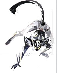  1boy all_fours animal_ear_helmet animal_ears animal_helmet armor black_armor black_helmet cat_ears cat_helmet cat_tail clawed_gloves commentary_request helmet highres kamen_rider kamen_rider_my-th_(series) kamen_rider_rid male_focus rid_driver rider_belt sketch solo st_0041 tail tokusatsu whiskers white_background 