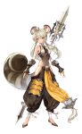  1girl absurdres animal_ears dory_kim highres how_to huge_weapon sword tail weapon white_background yellow_eyes 