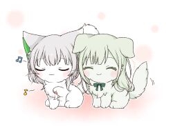  :3 ^_^ animal animal_focus animal_with_hair animalization apple_rainy bang_dream! bang_dream!_it's_mygo!!!!! beamed_eighth_notes bow bowtie cat closed_eyes closed_mouth commentary_request dog eighth_note green_bow green_bowtie green_dog green_hair kaname_raana long_hair musical_note no_humans short_hair wakaba_mutsumi white_cat white_hair 