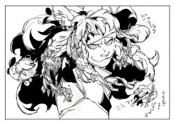  1boy absurdres animal_ears bakushi_(smys2017) chibi chibi_inset closed_mouth commentary_request furry furry_male highres king_zahab_(si_land) lion_boy lion_ears lion_mane male_focus si_land sketch smile translation_request upper_body 