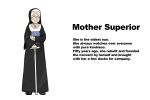  1girl bible_(object) cane catholic character_profile diva_(hyxpk) english_text full_body glasses habit highres little_nuns_(diva) mother_superior_(diva) nun old old_woman round_eyewear simple_background smile solo traditional_nun white_background wrinkled_skin 