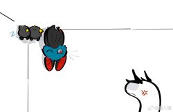  1girl 3boys anger_vein animalization ardashir_(arknights) arknights arknights:_endfield bat_(animal) camille_(arknights) chinese_commentary commentary_request endministrator_(arknights) female_endministrator_(arknights) hua_ren_nan male_endministrator_(arknights) multiple_boys sleeping snake upside-down white_background zzz 