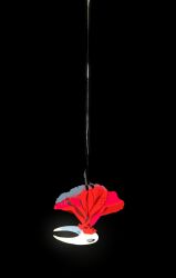  1girl arthropod_girl black_background black_eyes black_skin cloak colored_skin commentary_request full_body highres hollow_eyes hollow_knight hollow_knight:_silksong horned_mask hornet_(hollow_knight) mask negative_space red_cloak ruizi_06 simple_background solo thread upside-down white_mask 