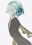  1other aqua_hair closed_eyes closed_mouth commentary crystal_hair english_commentary highres horikwawataru houseki_no_kuni other_focus phosphophyllite short_hair simple_background solo 