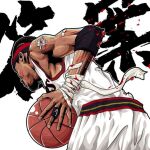  1boy allen_iverson ball basket basketball_(object) basketball_jersey black_hair dark_skin jersey national_basketball_association non-web_source real_life simple_background solo 