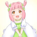 1girl dress flora green_dress kuma_kuma_kuma_bear pink_dress pink_eyes pink_hair princess twintails white_dress