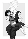  blue_eyes dragon_ball dragon_ball_super einohire0085 gohan_beast greyscale monochrome red_eyes signature son_gohan videl 