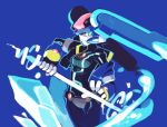  armor blue_eyes bodysuit glowing helmet ice neon_trim rockman rockman_zx shigehiro_(artist) solo 