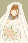  blush bouquet bride dress flower koyori_(pixiv) persona persona_4 satonaka_chie smile solo veil wedding_dress 