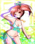  bikini futami_mami grin highres idolmaster idolmaster_2 natsu_(anta_tte_hitoha) side_ponytail smile solo swimsuit wink 
