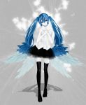  blue_eyes blue_hair hatsune_miku long_hair necktie sioco skirt solo thigh-highs thighhighs twintails vocaloid zettai_ryouiki 