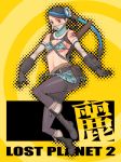  belt bikini_top black_hair blue_eyes boots breasts capcom chain cleavage elbow_gloves g-room_honten gloves helmet lady_pirate_(lost_planet_2) legs lost_planet lost_planet_2 mask midriff pantyhose pouch skin_tight solo tattoo 