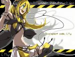 bad_id blonde_hair cable grani headphones lily_(vocaloid) long_hair midriff navel skirt smile solo thighhighs vocaloid 