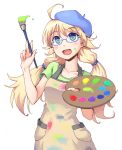  apron art_brush beret dithering glasses hat hoshii_miki idolmaster maru_(sara_duke) oekaki paint paintbrush palette solo 