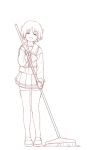  broom closed_eyes legs monochrome mop multi robot_ears school_uniform shiba_murashouji sketch smile solo thighhighs to_heart 